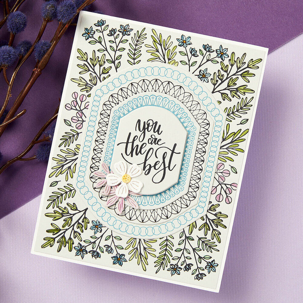 Spellbinders Press Plate - Mirrored Arch Collection - Mirrored Arch Nested Sprigs