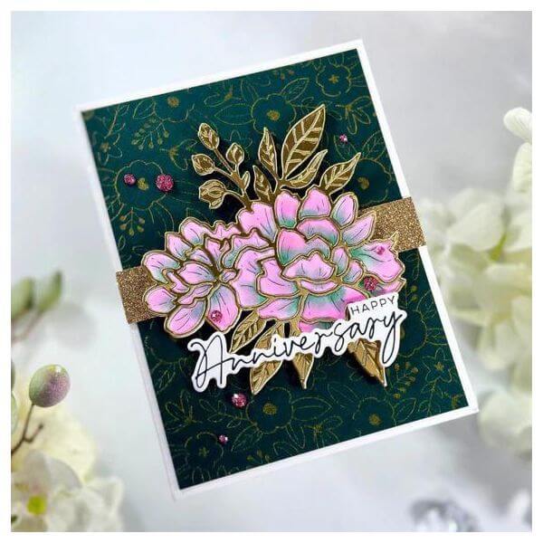 Spellbinders Etched Dies - Let's Celebrate Collection - Peony Celebration (by Yana Smakula) S4-1333