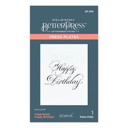 Spellbinders Press Plate - Copperplate Everyday Sentiments Collection - Copperplate Happy Birthday (by Paul Antonio)