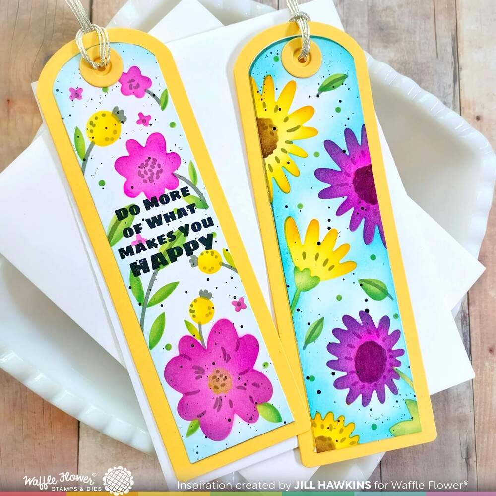 Waffle Flower Clear Stamps - Round Floral Bookmark Duo 421557