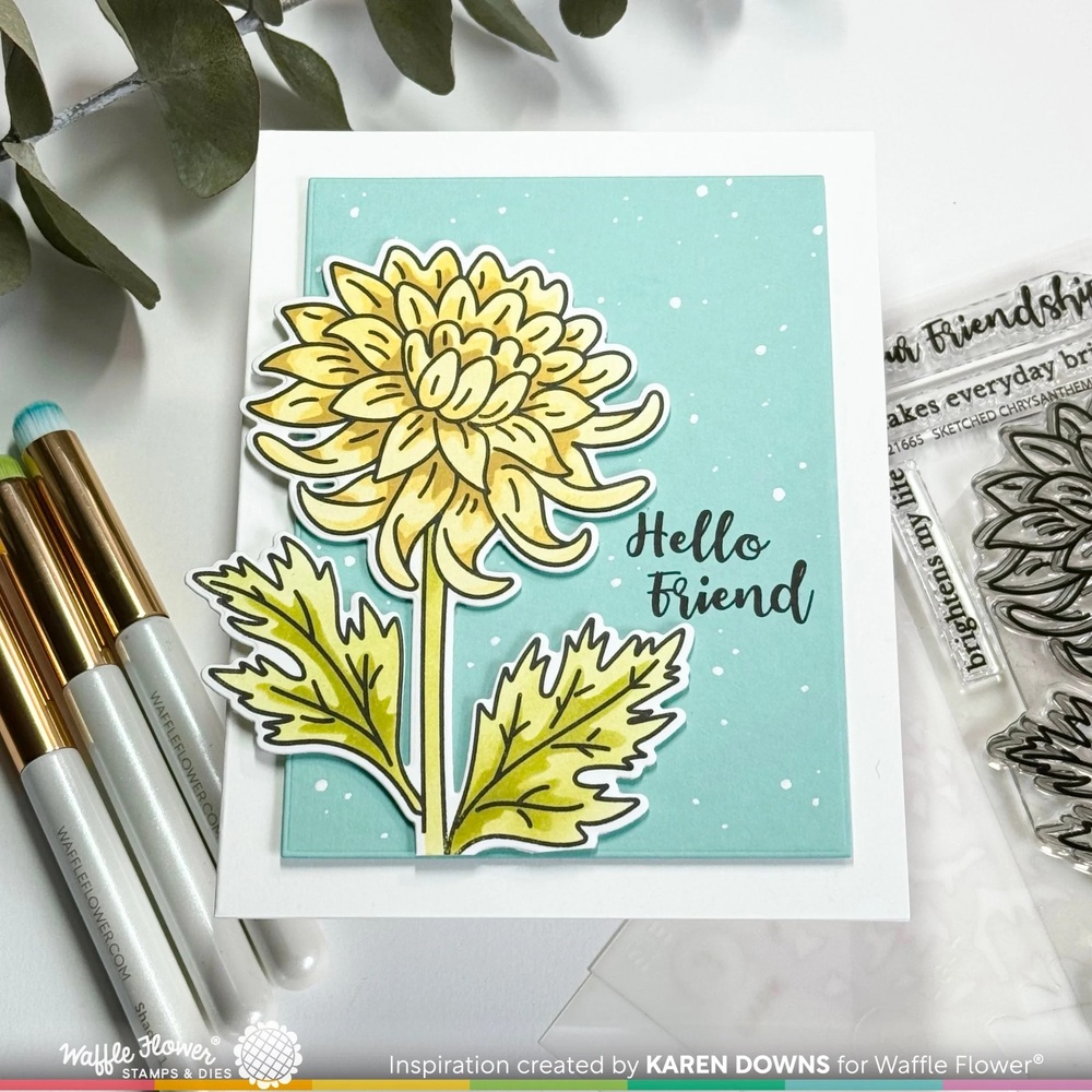 Waffle Flower Clear Stamps - Sketched Chrysanthemum 421665