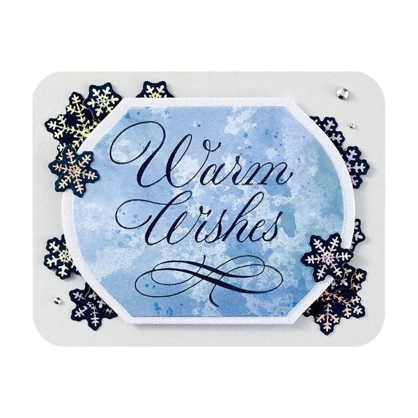 Spellbinders Press Plate & Die Set - Copperplate Holiday Sentiments Collection - Copperplate Warm Wishes (by Paul Antonio)
