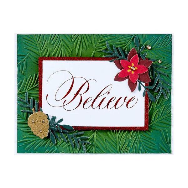 Spellbinders Press Plate & Die Set - Copperplate Holiday Sentiments Collection - Copperplate Believe (by Paul Antonio)
