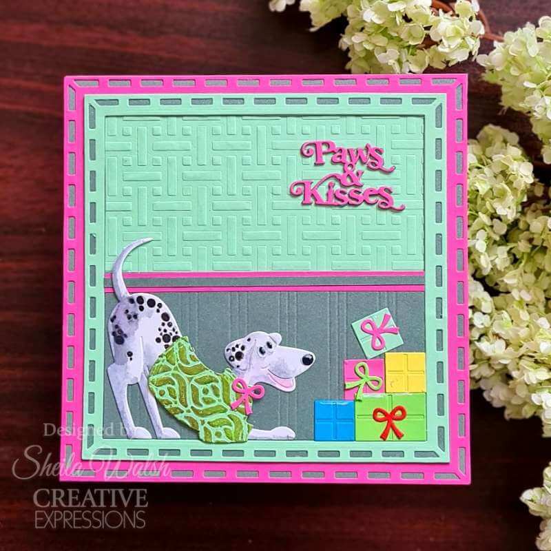 Creative Expressions Craft Dies - Mini Shadowed Sentiments - Paws & Kisses (by Sue Wilson)