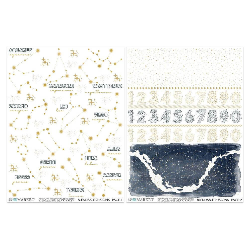 49 And Market Rub-On Transfer Set 6"X8" - Starlight Dreams Constellation