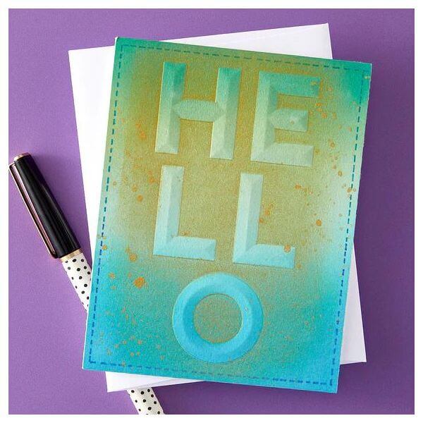 Spellbinders A2 Cardfront 3D Embossing Folder - Beveled Hello E3D-090