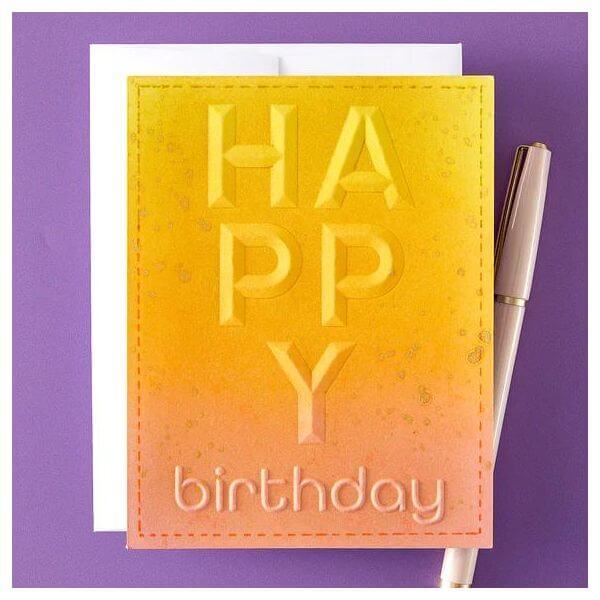 Spellbinders A2 Cardfront 3D Embossing Folder - Beveled Happy Birthday E3D-092