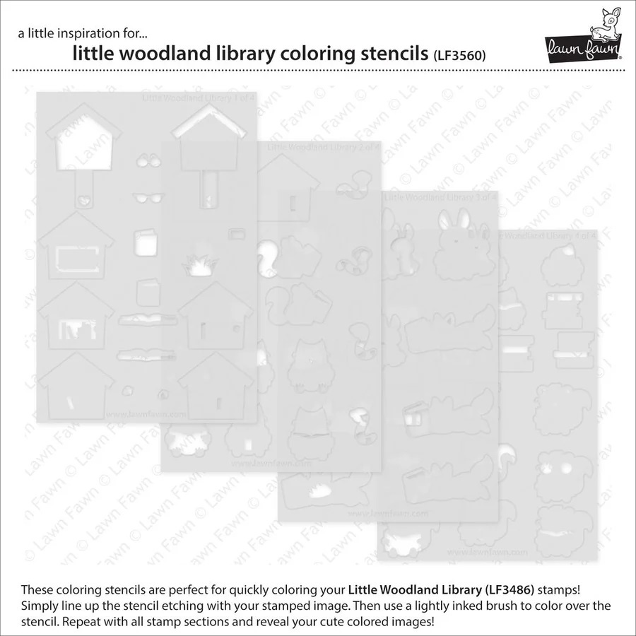 Lawn Fawn Stencils - Little Woodland Library LF3560