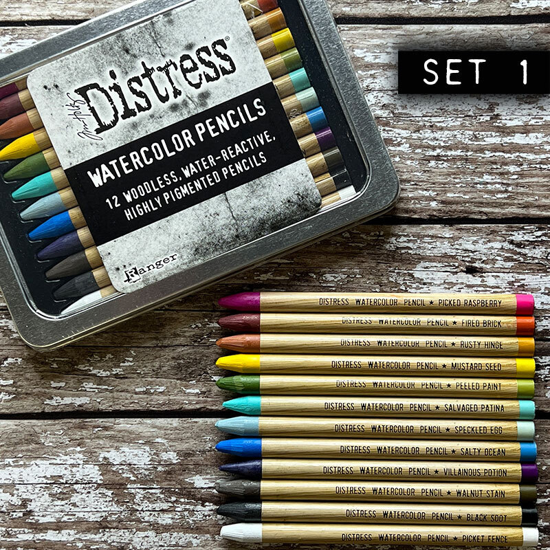Ranger Tim Holtz Distress Crayons Set #5 Pastels & #1 Water Reactive  Pigments