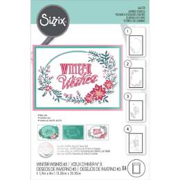 Sizzix A6 Layered Stencils 4/Pkg - Winter Wishes #3 by Jen Long 666738