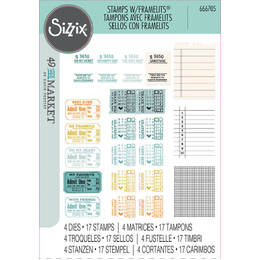 Sizzix A5 Clear Stamps (17PK) w/ Framelits Die (4PK) - Forever Journal Essentials by 49 and Market 666705