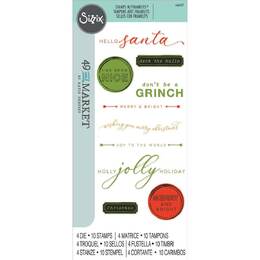 Sizzix Clear Stamps (10PK) w/ Framelits Die (4PK) - Jolly Sentiments by 49 and Market 666707