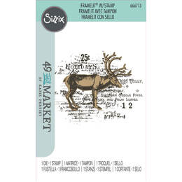 Sizzix Clear Stamps w/ Framelit Die - Reindeer Mix Cluster by 49 and Market 666713