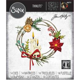 Sizzix Thinlits Die Set 14PK - Vault Festive Wreath by Tim Holtz 666715