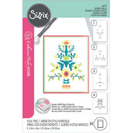 Sizzix A6 Layered Stencils (4PK) - Folk Tree by Catherine Pooler 666731