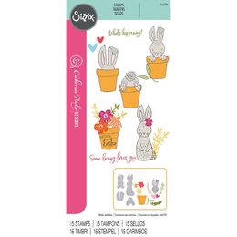 Sizzix Clear Stamps 15PK - Bunny Bits & Blooms by Catherine Pooler 666794