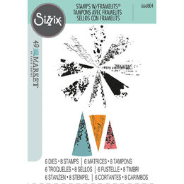 Sizzix A5 Clear Stamps (8PK) w/ Framelits (6PK) - Build-a-Burst Artsy Lace Mix by 49 and Market 666804