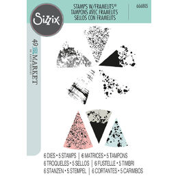 Sizzix A5 Clear Stamps (5PK) w/ Framelits (6PK) - Build-a-Burst Painterly by 49 and Market 666805