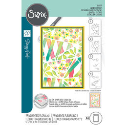 Sizzix A6 Stencil 4PK - Fragmented Floral #2 by Stacey Park 666819