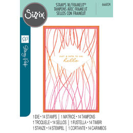 Sizzix A5 Clear Stamps 14PK w/ Framelits Die Creative Coordinations - Live Wire by Stacey Park 666824