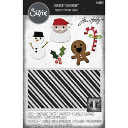 Sizzix Sidekick Texture Fades Embossing Folder - Christmas By Tim Holtz 666863