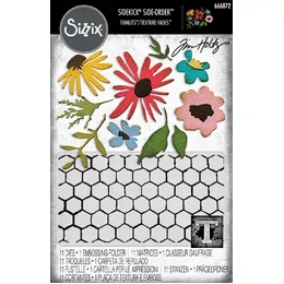 Sizzix 2D TF Embossing Folder w/ 11PK Thinlit Set - Vault Side-Order Floristry by Tim Holtz 666872