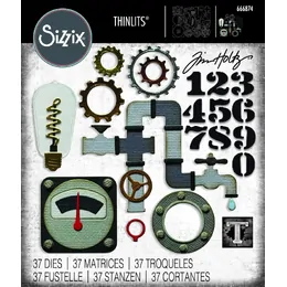 Sizzix Thinlits 37PK Die Set - Vault Industrial by Tim Holtz 666874