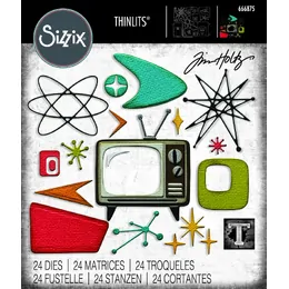 Sizzix Thinlits 24PK Die Set - Vault Atomic Retro by Tim Holtz 666875