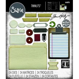 Sizzix Thinlits 24PK Die Set - Vault Noteworthy by Tim Holtz 666876