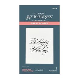 Spellbinders Press Plate & Die Set - Copperplate Holiday Sentiments Collection - Copperplate Happy Holidays (by Paul Antonio)