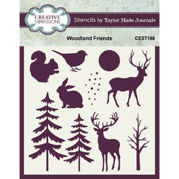 Creative Expressions 6 in x 6 in Stencil - Woodland Friends (by Taylor Made Journals)