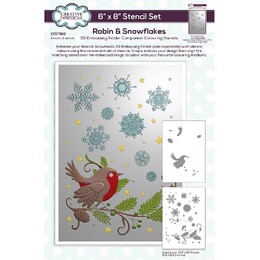 Creative Expressions 6in x 8in Companion Colouring Stencil - Robin & Snowflakes (Set of 2)