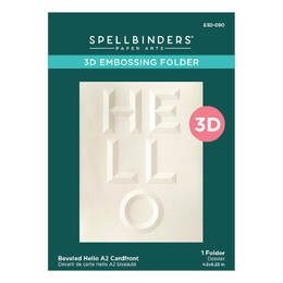 Spellbinders A2 Cardfront 3D Embossing Folder - Beveled Hello E3D-090