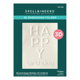 Spellbinders A2 Cardfront 3D Embossing Folder - Beveled Happy Birthday E3D-092