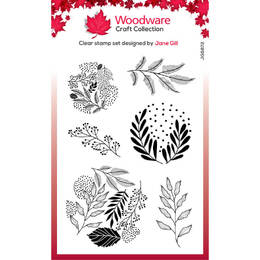 Woodware Clear Stamps Singles - Paintable Baubles Leafy Fillers (4in x 6in)