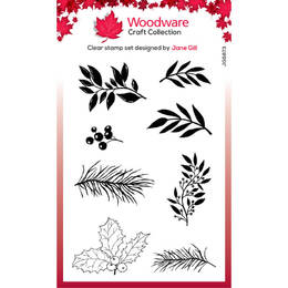 Woodware Clear Stamps Singles - Paintable Shapes - Leafy Sprigs (4in x 6in)