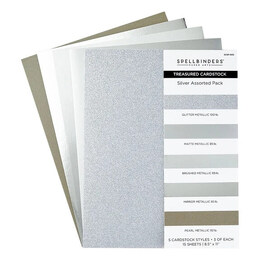 Spellbinders Treasured Cardstock 8 1/2"x 11 - Silver Assortment (15 Pack) SCSP-002