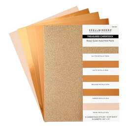 Spellbinders Treasured Cardstock 8 1/2"x 11 - Rose Gold Assortment (15 Pack) SCSP-003