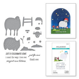 Spellbinders Clear Stamps & Die Set - On the Farm Collection - Counting Sheep